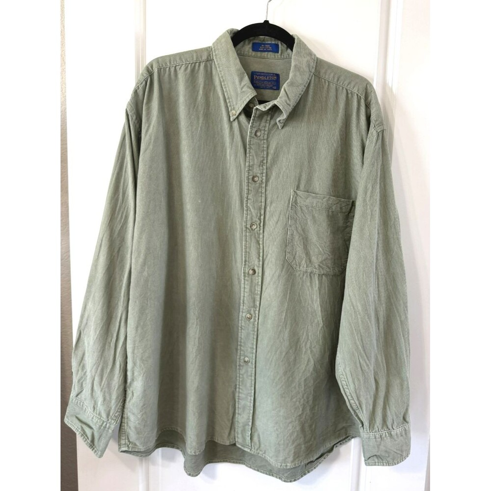 Pendleton Men's XL Long Sleeve Cotton Corduroy Button Up Shirt sage Green